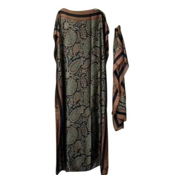 Kaftan Abaya Dashiki Elegant boho Muslim African maxi loose curvy fit up to 3X - Picture 2 of 4